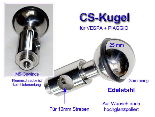 25mm Klemmkugel - für VESPA, PIAGGIO u.ä.