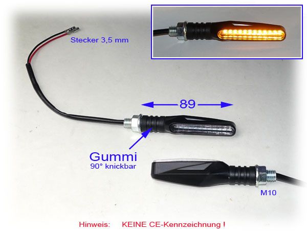 Gummigelagerte LED Blinker - schwarz - kein CE-Zeichen