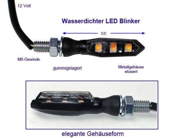 Gummigelagerte LED Blinker mit Metallgehäuse - neues Design